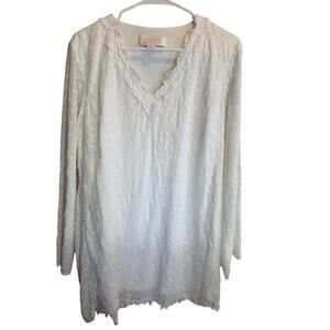 Badgley Mischka American Glamour Cottage Core Mini Dress L Womens White Coquette